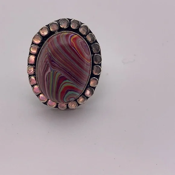 Rainbow Cal-silica Sterling Silver Ring - Picture 8 of 12